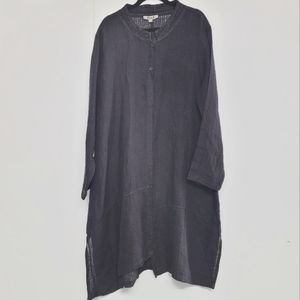 Flax black linen oversized long tunic size L